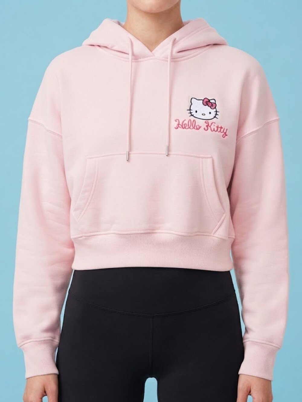 Sanrio Hello Kitty Pink Cropped Hoodie Sweatshirt